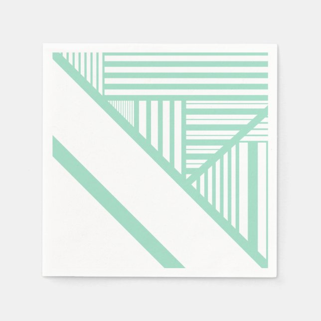 Servilleta De Papel Bandas triangulares - Verde y blanco (Anverso)