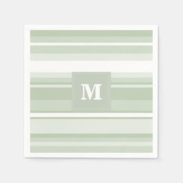 Servilleta De Papel Bandas verde pálido monograma