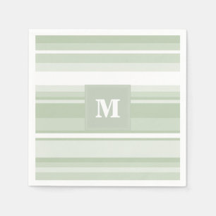 Servilleta De Papel Bandas verde pálido monograma