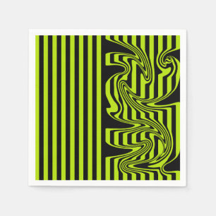 Servilleta De Papel Bandas y Swirls - Lime Green y Black