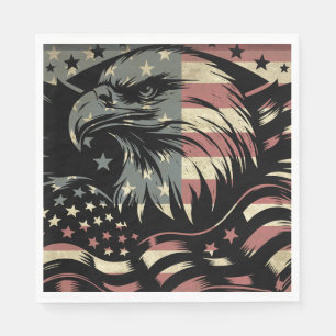 Servilleta De Papel Bandera Americana Águila Calva Patriótica 