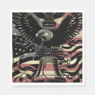 Servilleta De Papel Bandera Americana Águila Calva Patriótica 