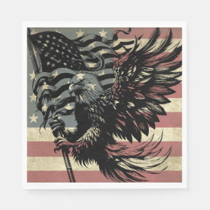 Servilleta De Papel Bandera Americana Águila Calva Patriótica 