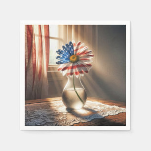 Servilleta De Papel Bandera Americana Daisy In Glass Vase