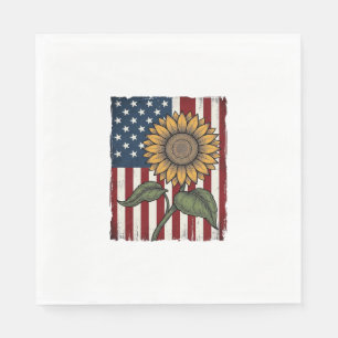 Servilleta De Papel Bandera Americana de Girasol Vintage