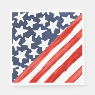 Servilleta De Papel Bandera americana diagonal roja franja estrella fe