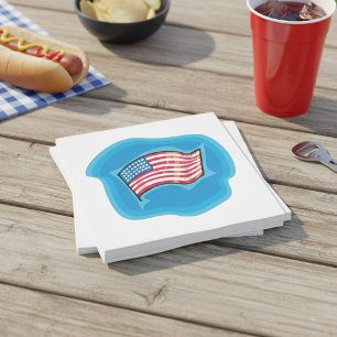 Servilleta De Papel Bandera Americana En Servilletas Azules