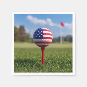 Servilleta De Papel Bandera Americana en una Bola de Golf