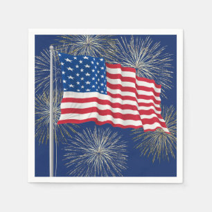 Servilleta De Papel Bandera Americana Fuegos Artificiales 4 de Julio