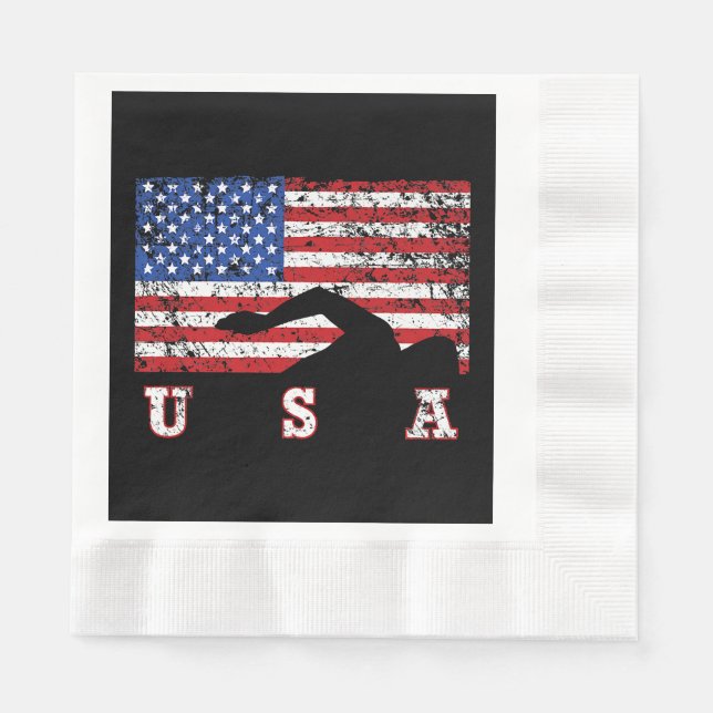 Servilleta De Papel Bandera Americana Natación USA Regalo Equipo Swift (Anverso)