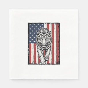 Servilleta De Papel Bandera Americana Patriótica del Tigre Grabado Vin