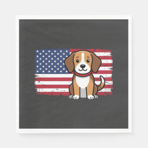 Servilleta De Papel Bandera Americana Perro Patriótico Vector