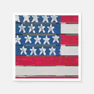 Servilleta De Papel Bandera Americana Pintada En Palet De Madera