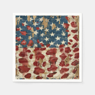 Servilleta De Papel Bandera Americana Rústica Estampado de Leopardo (6