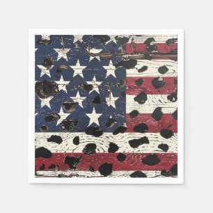 Servilleta De Papel Bandera Americana Rústica Estampado Leopardo (2)