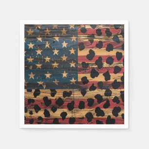 Servilleta De Papel Bandera Americana Rústica Estampado Leopardo (4)