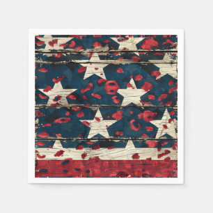 Servilleta De Papel Bandera Americana Rústica Estampado Leopardo (5)