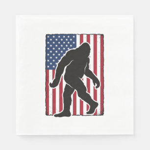 Servilleta De Papel Bandera Americana Vintage Silueta de Bigfoot Vecto