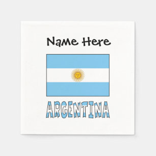 Servilleta De Papel Bandera Argentina Personalizada Texto