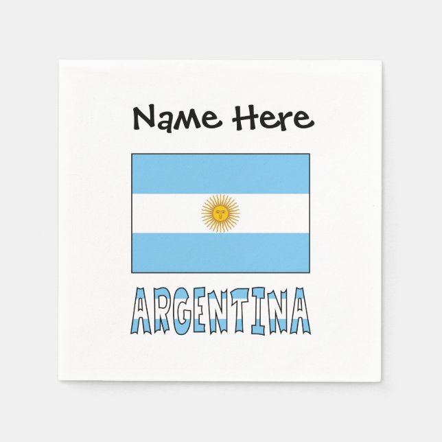 Servilleta De Papel Bandera Argentina Personalizada Texto  (Anverso)