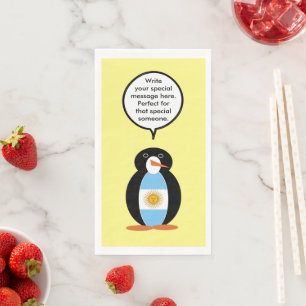 Servilleta De Papel Bandera Argentina Pingüino Personalizado Hablando 