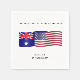Servilleta De Papel Bandera australiana y estadounidense Añadir texto