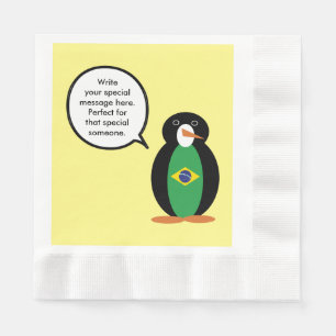Servilleta De Papel Bandera brasileña hablando Sra. Pingüino Personali