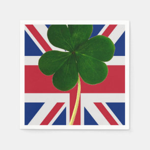 Servilleta De Papel Bandera británica irlandesa Shamrock Clover St. Pa