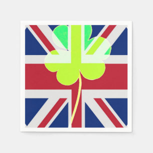 Servilleta De Papel Bandera británica irlandesa Shamrock Clover St. Pa