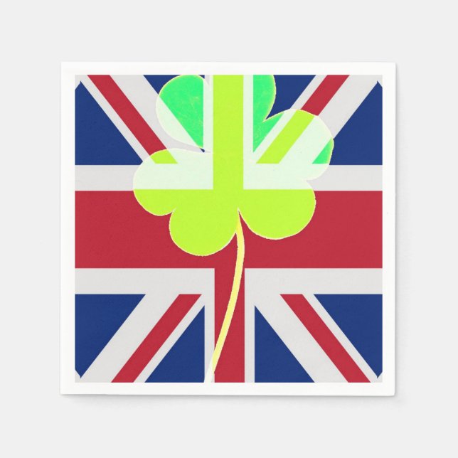 Servilleta De Papel Bandera británica irlandesa Shamrock Clover St. Pa (Anverso)