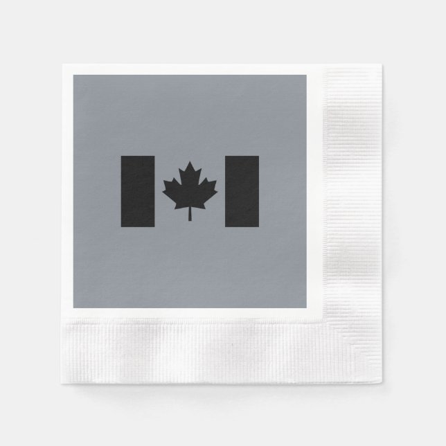 Servilleta De Papel Bandera canadiense en negro (Anverso)