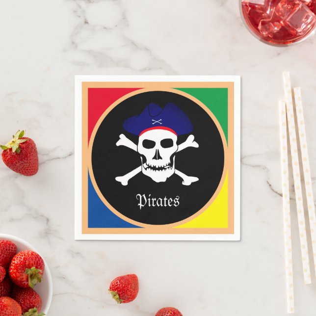 Servilleta De Papel Bandera Capitán y Pirata - Isla del tesoro/fiesta (In situ)