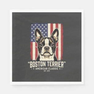 Servilleta De Papel Bandera clásica americana del Boston Terrier