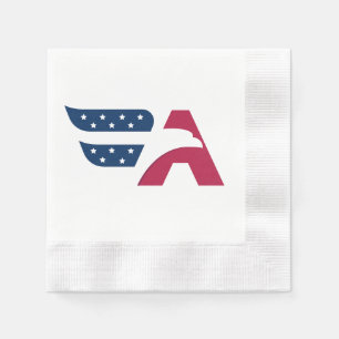 Servilleta De Papel Bandera con letra A y águila americana patriótica