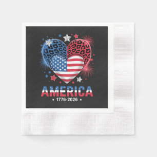 Servilleta De Papel Bandera Corazón Leopardo 1776 2026 4 de julio