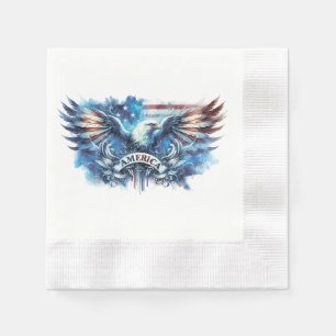 Servilleta De Papel Bandera de Águila y Estados Unidos.Patriótico.