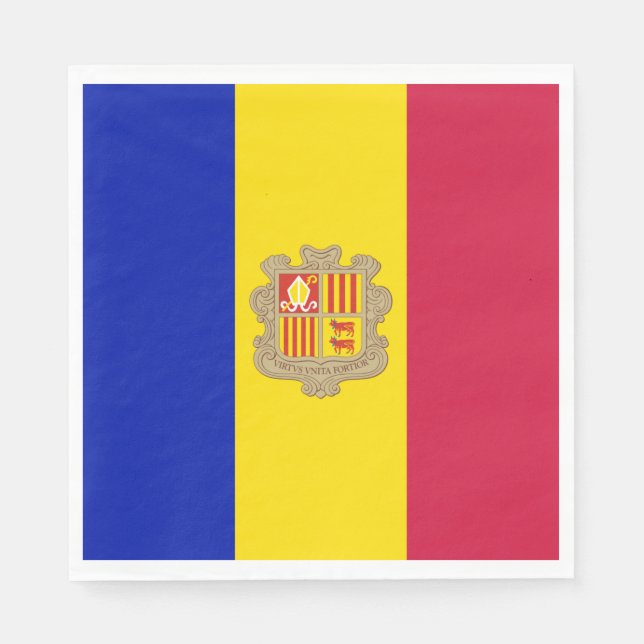 Servilleta De Papel Bandera de Andorra (Anverso)