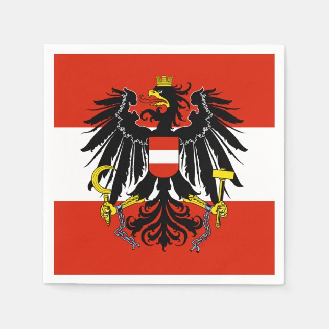 Servilleta De Papel Bandera de Austria con escudo de armas (Anverso)