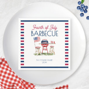 Servilleta De Papel Bandera de barbacoa acuarela 4 de julio Fiesta de 