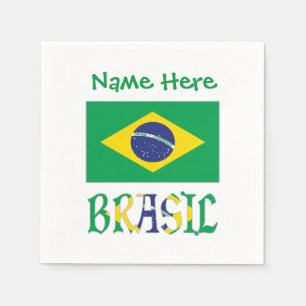 Servilleta De Papel Bandera de Brasil Personalizada con Nombre