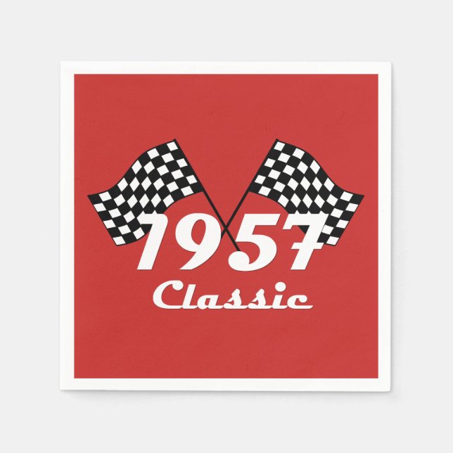 Servilleta De Papel Bandera de cuadros negros y blancos Retro 1957 (Anverso)