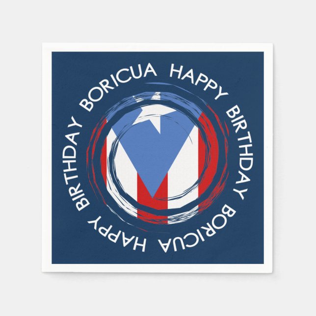 Servilleta De Papel Bandera de cumpleaños de Puerto Rico (Anverso)