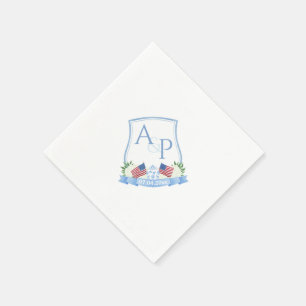 Servilleta De Papel Bandera de EE. UU. en acuarela azul y blanco Crest