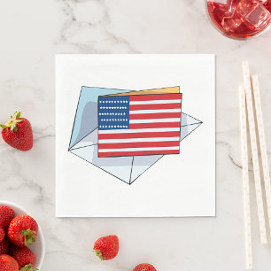 Servilleta De Papel Bandera De Estados Unidos En Una Tarjeta