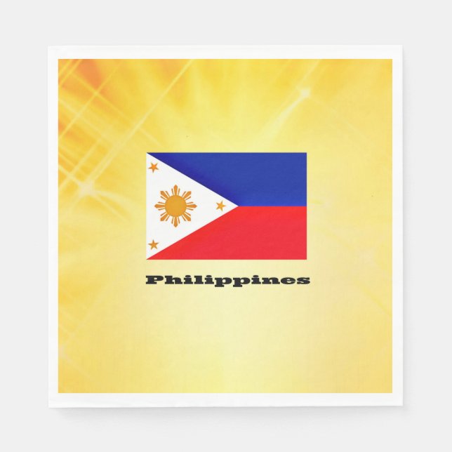 Servilleta De Papel Bandera de Filipinas, archipiélago, (Anverso)