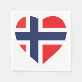 SERVILLETA DE PAPEL BANDERA DE FORMA DEL CORAZÓN DE NORUEGA