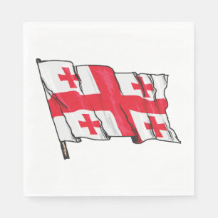 Servilleta De Papel Bandera de Georgia ondeando roja y blanca con cinc