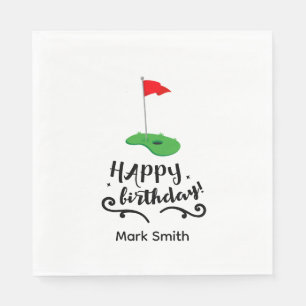Servilleta De Papel Bandera de golf con texto Feliz Cumpleaños