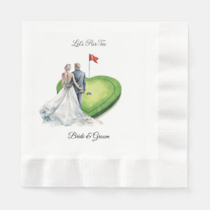 Servilleta De Papel Bandera de golf en forma de corazón para boda