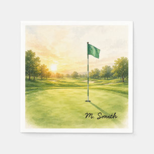 Servilleta De Papel Bandera de golf está en el green de putting con tu
